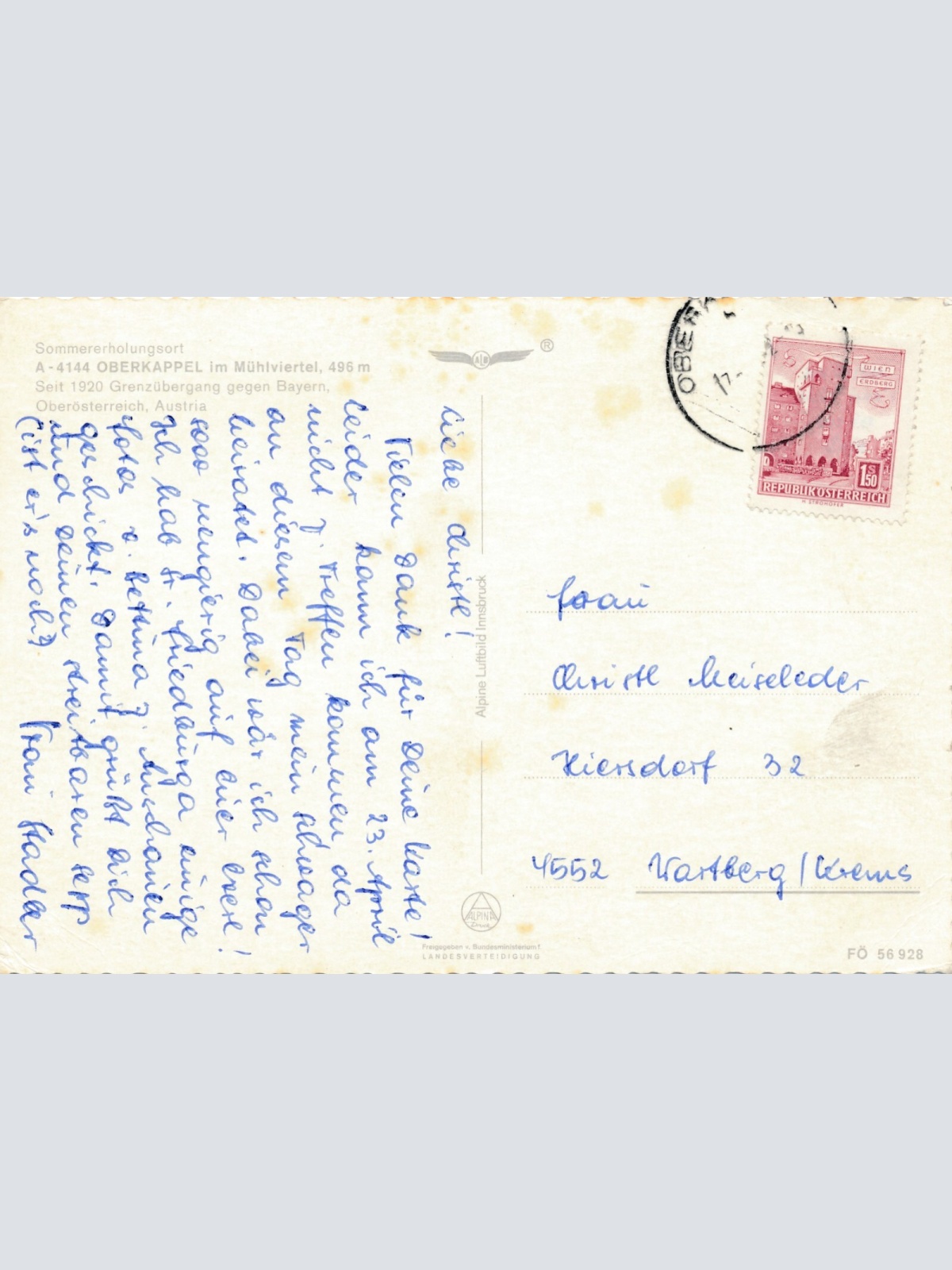 Alpine - Luftbild aus Oberkappel Oberösterreich Ansichtskarte (10928)