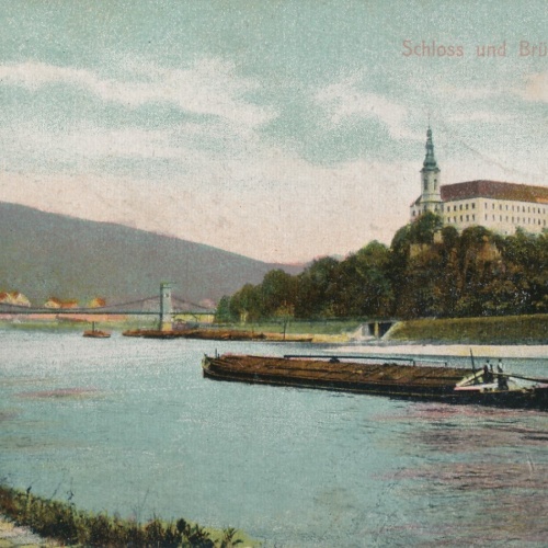 AK aus Tetschen mit Schloss und Brücke Tschechoslowakei Ansichtskarte (10971)