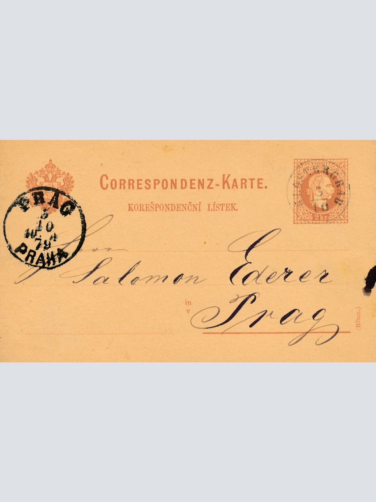 2 Kreuzer - Ganzsachen - Karte 1879 aus Klostergrab (10862)