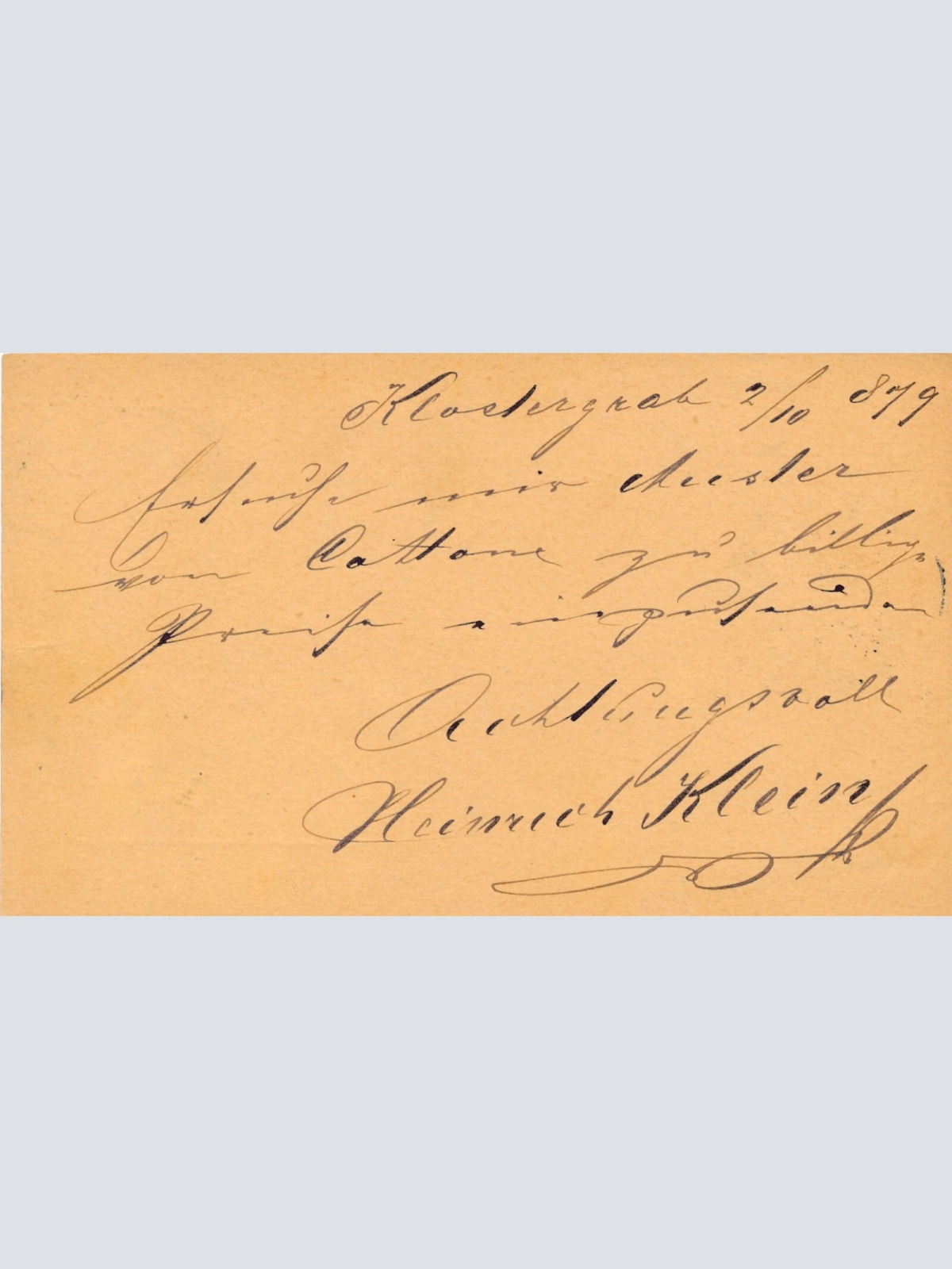 2 Kreuzer - Ganzsachen - Karte 1879 aus Klostergrab (10862)