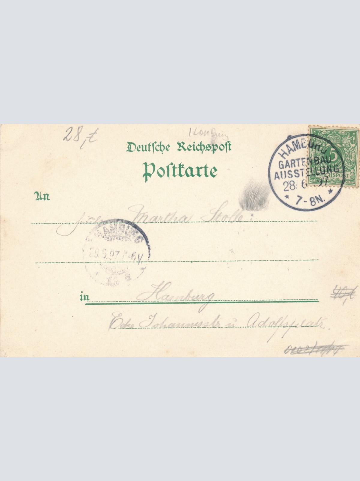 Litho - Karte Allgemeine Gartenbau Ausstell. Hamburg 1897 Ansichtskarte (10904)