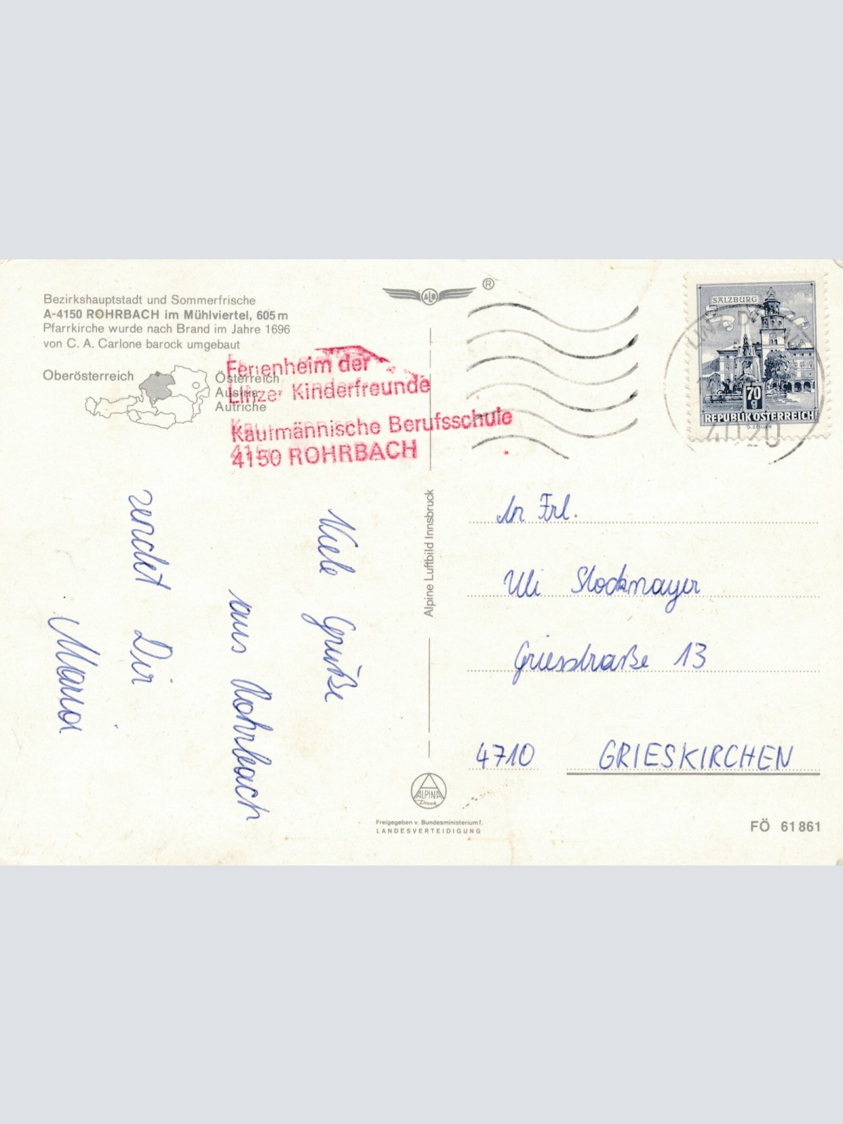 Alpine - Luftbild aus Rohrbach Oberösterreich Ansichtskarte (10918)