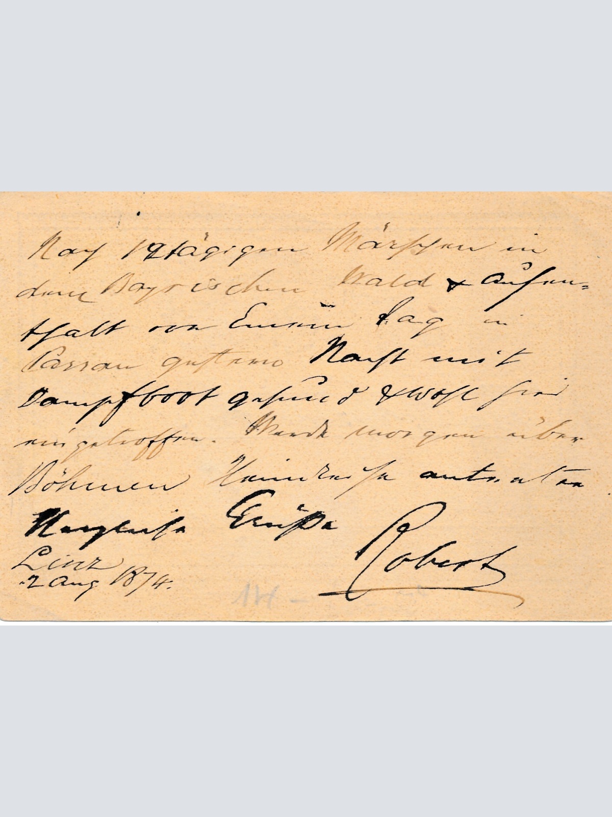 2 Kreuzer - Ganzsachen Karte 1874 aus Linz (11122)