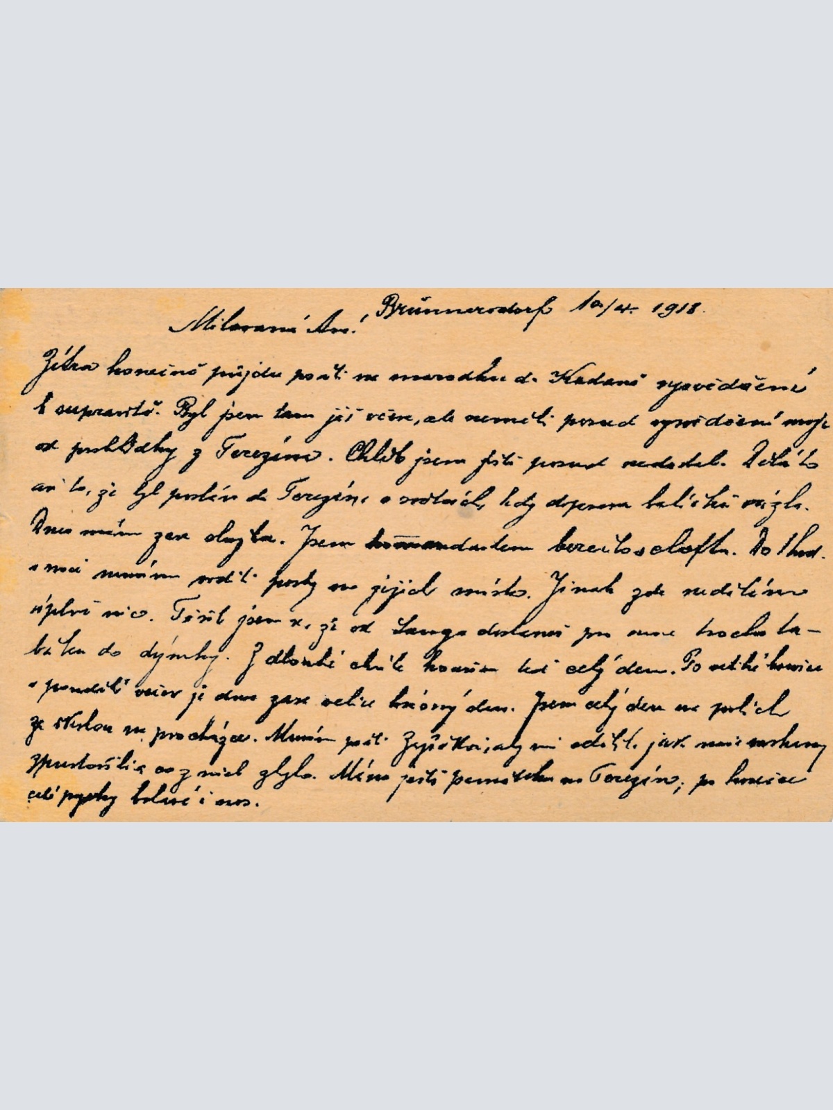 8 Heller Ganzsachen - Karte 1918 aus Brunnersdorf (11004)