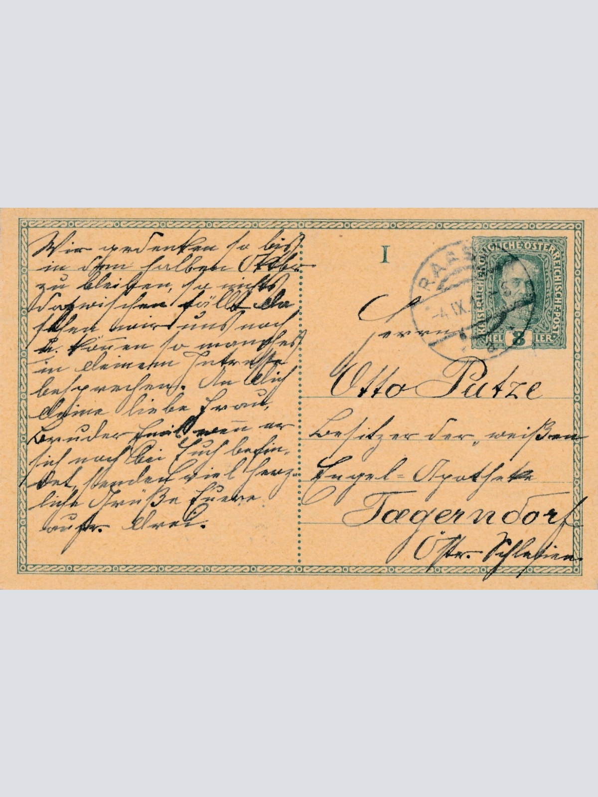 8 Heller Ganzsachen - Karte Frageteil 1817 aus Raab (11009)