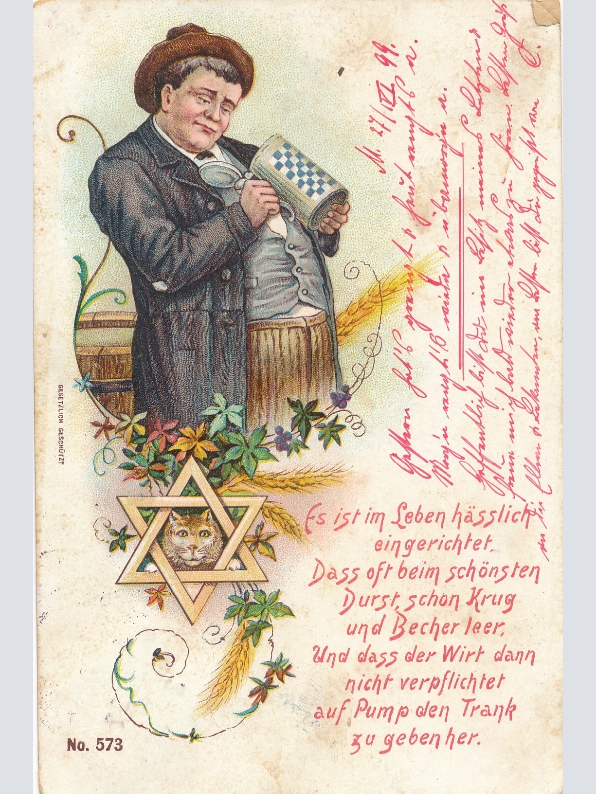 Motiv - Karte Mann mit leeren Bierkrug (10765)