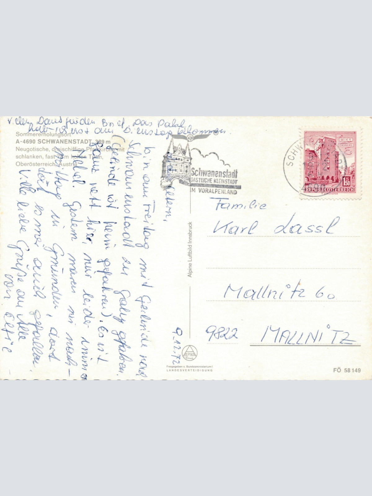 Alpine - Luftbild aus Schwanenstadt Oberösterreich Ansichtskarte (11238)