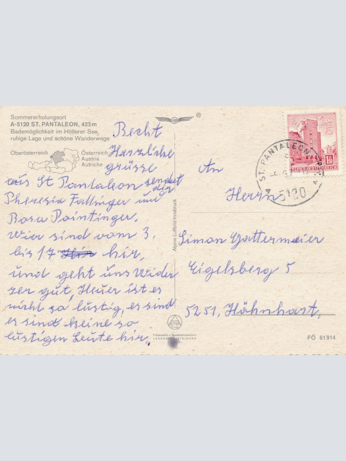 Alpine - Luftbild aus St. Pantaleon Oberösterreich Ansichtskarte (11274)