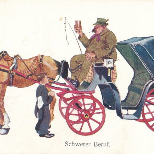 Motiv - Karte Schwerer Brief Mann auf Kutsche mit Pferd (10210)