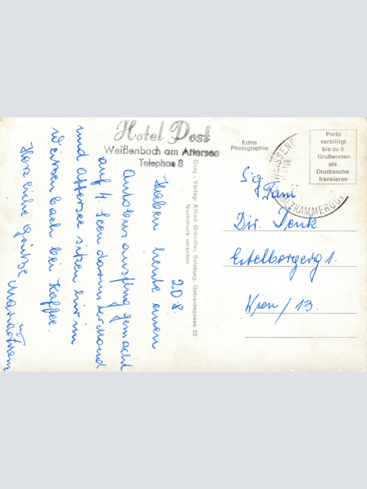 AK aus Weissenbach mit Hotel Post Oberösterreich Ansichtskarte (11227)