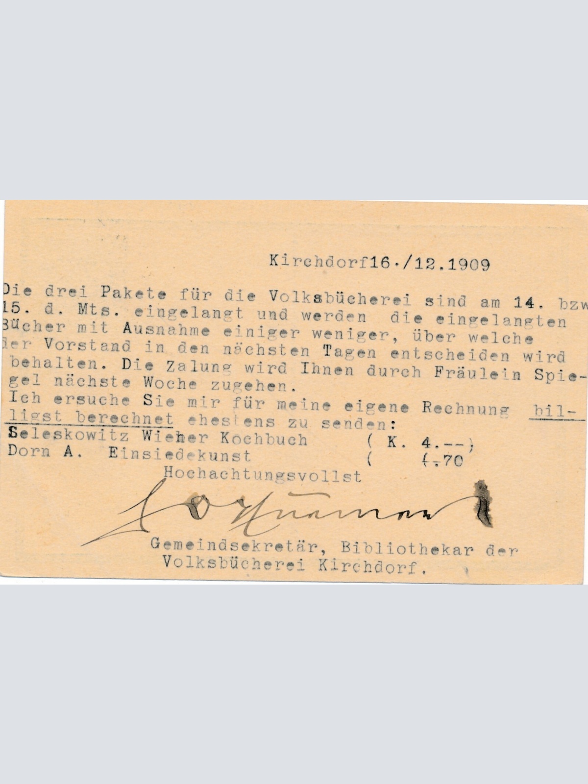 5 Heller Ganzsachen - Karte 1909 aus Kirchdorf  (11388)