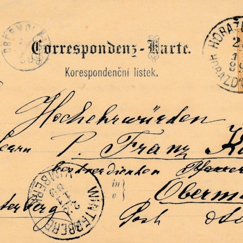 2 Kreuzer - Ganzsachen - Karte aus 1889 aus Horazdiowitz (11330)