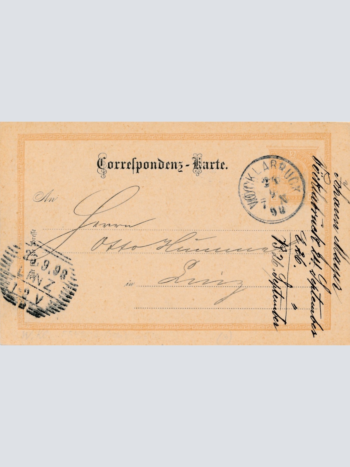 2 Kreuzer - Ganzsachen - Karte aus 1898 aus Vöcklabruck (11334)