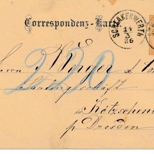 2 Kreuzer - Ganzsachen - Karte aus 1886 aus Schlakenwerth (11338)