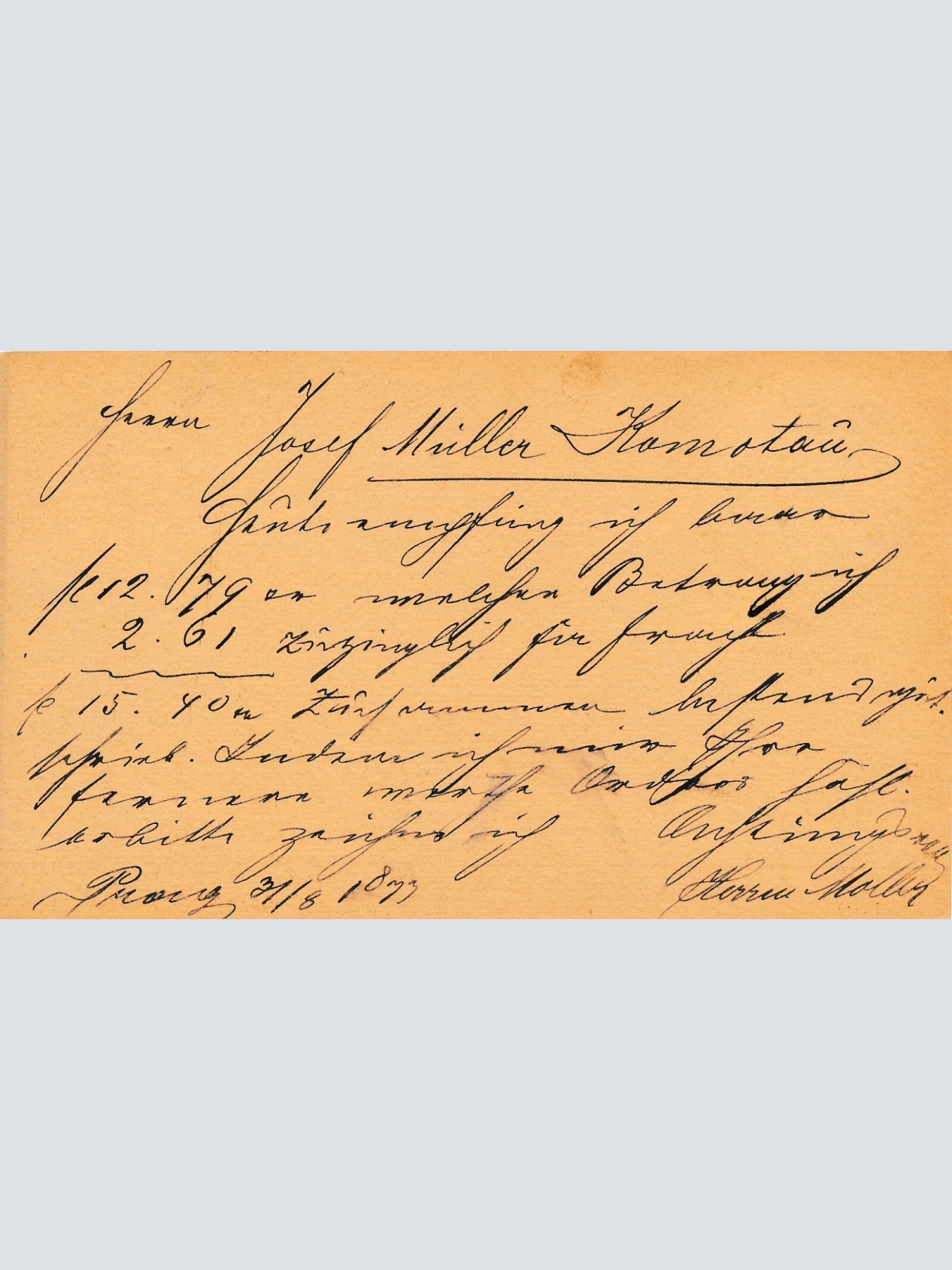 2 Kreuzer - Ganzsachen Karte 1877 aus Prag (11136)