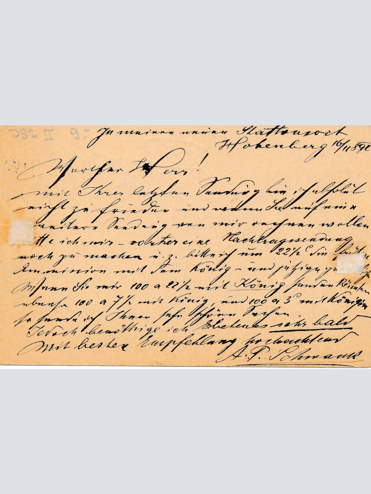 5 Kreuzer Ganzsachen - Karte 1892 aus Hohenberg (11608)