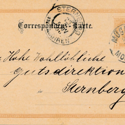 2 Kreuzer Ganzsachen - Karte 1890 aus Moglitz (11595)