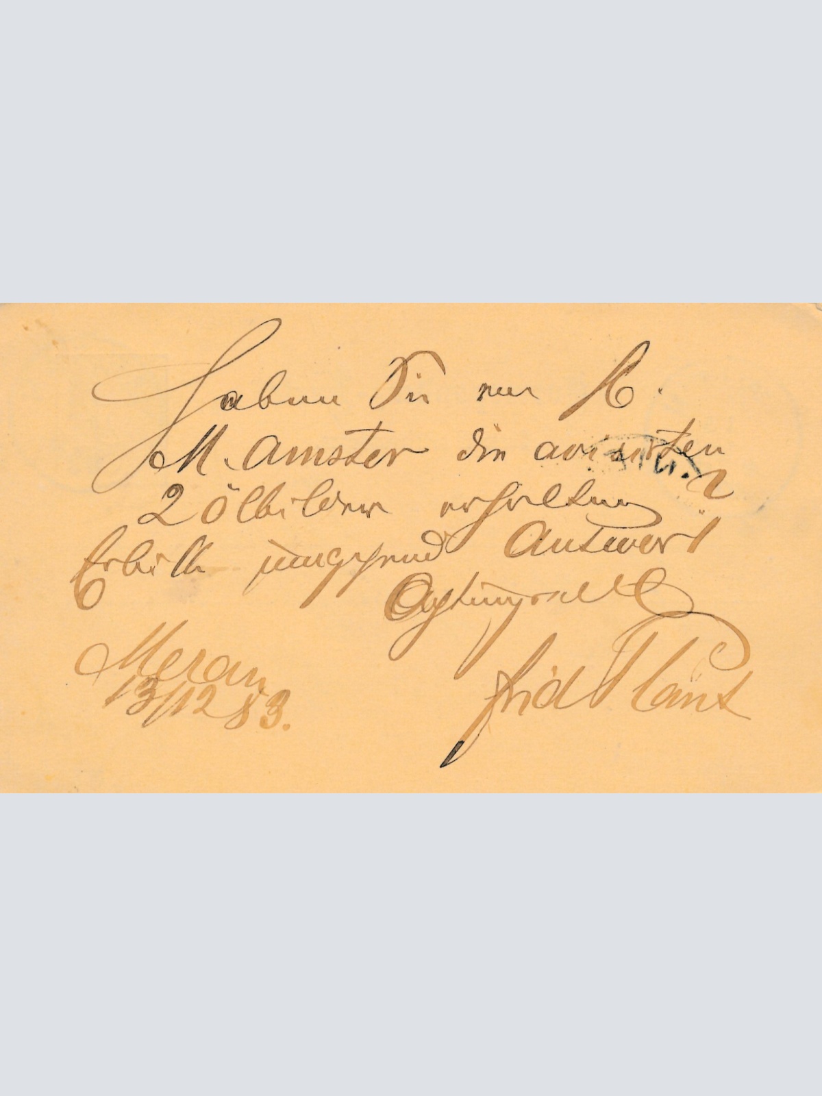 2 Kreuzer Ganzsachen - Karte (Ital) 1883 aus Meran (11599)