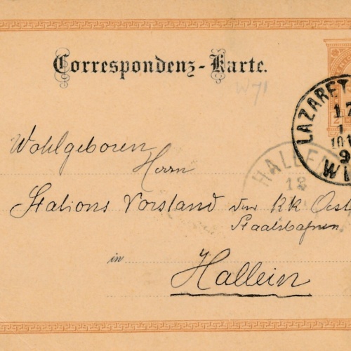 2 Kreuzer Ganzsachen - Karte 1891 aus Wien Lazarethgasse (11173)