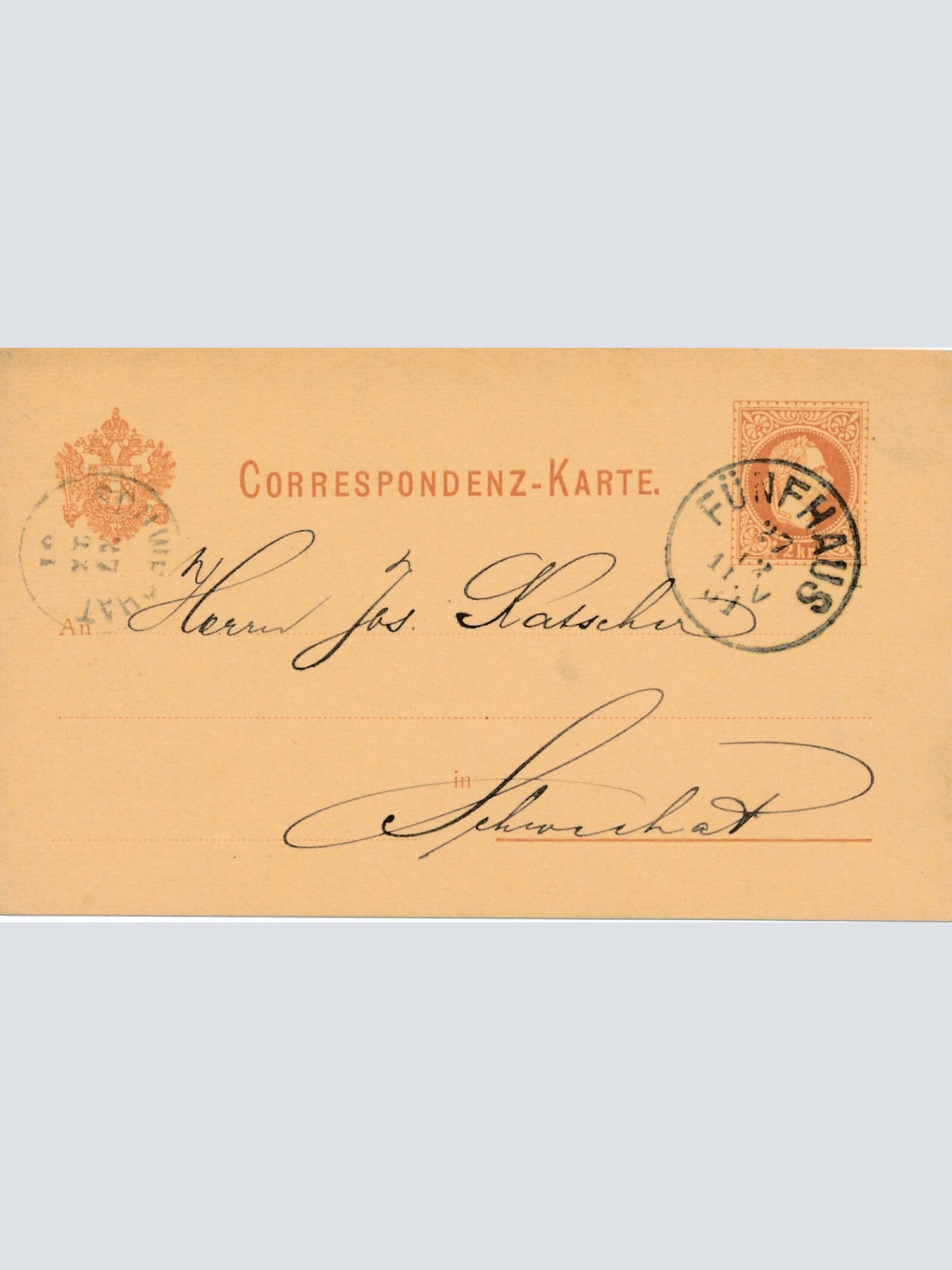 2 Kreuzer Ganzsachen - Karte 1884 aus Fünfhaus (11170)