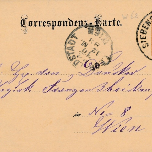 2 Kreuzer Ganzsachen - Karte 1893 aus Wien Siebensterngasse (11168)