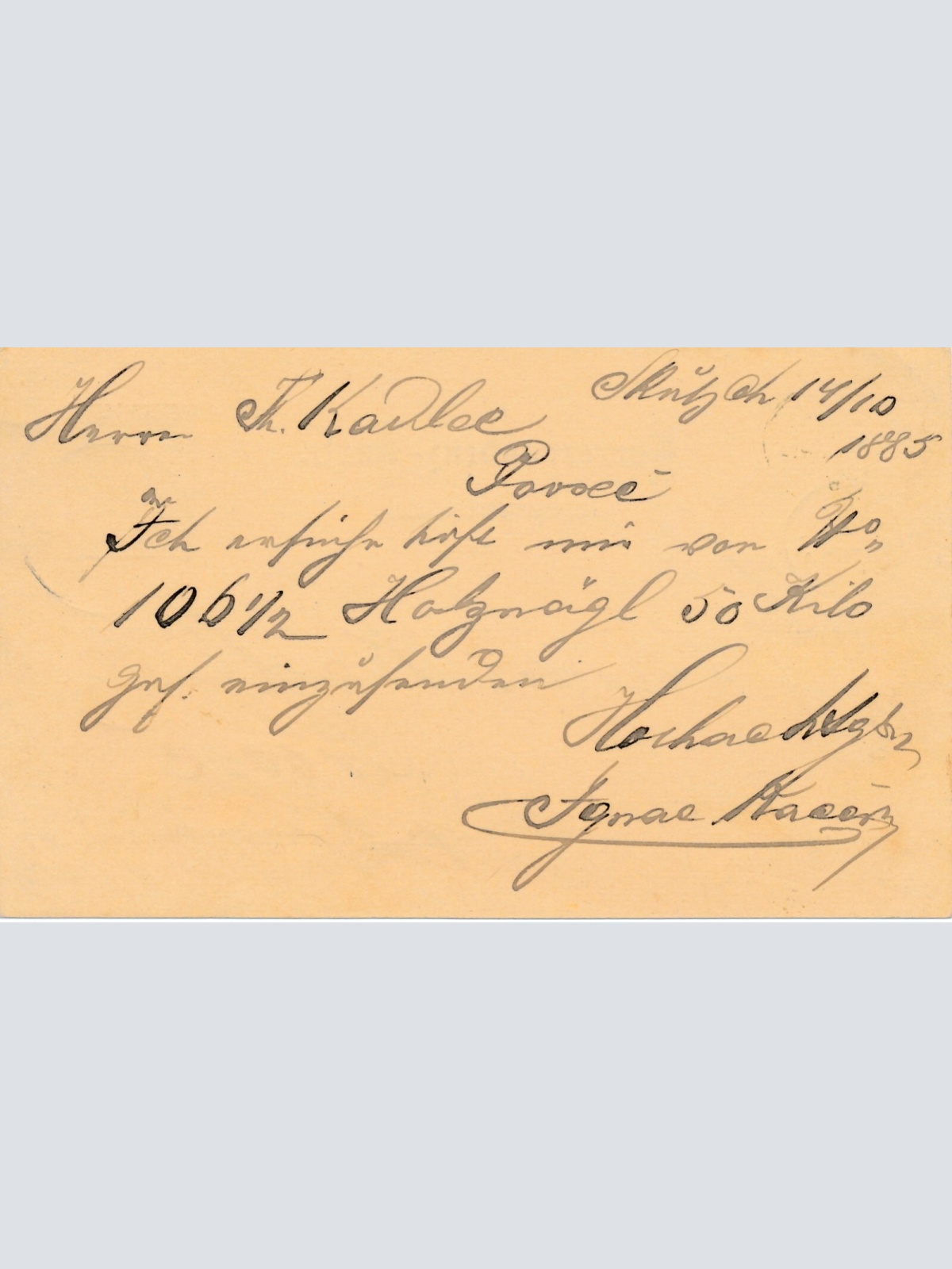 2 Kreuzer Ganzsachen - Karte 1885 aus Skuc (11164)