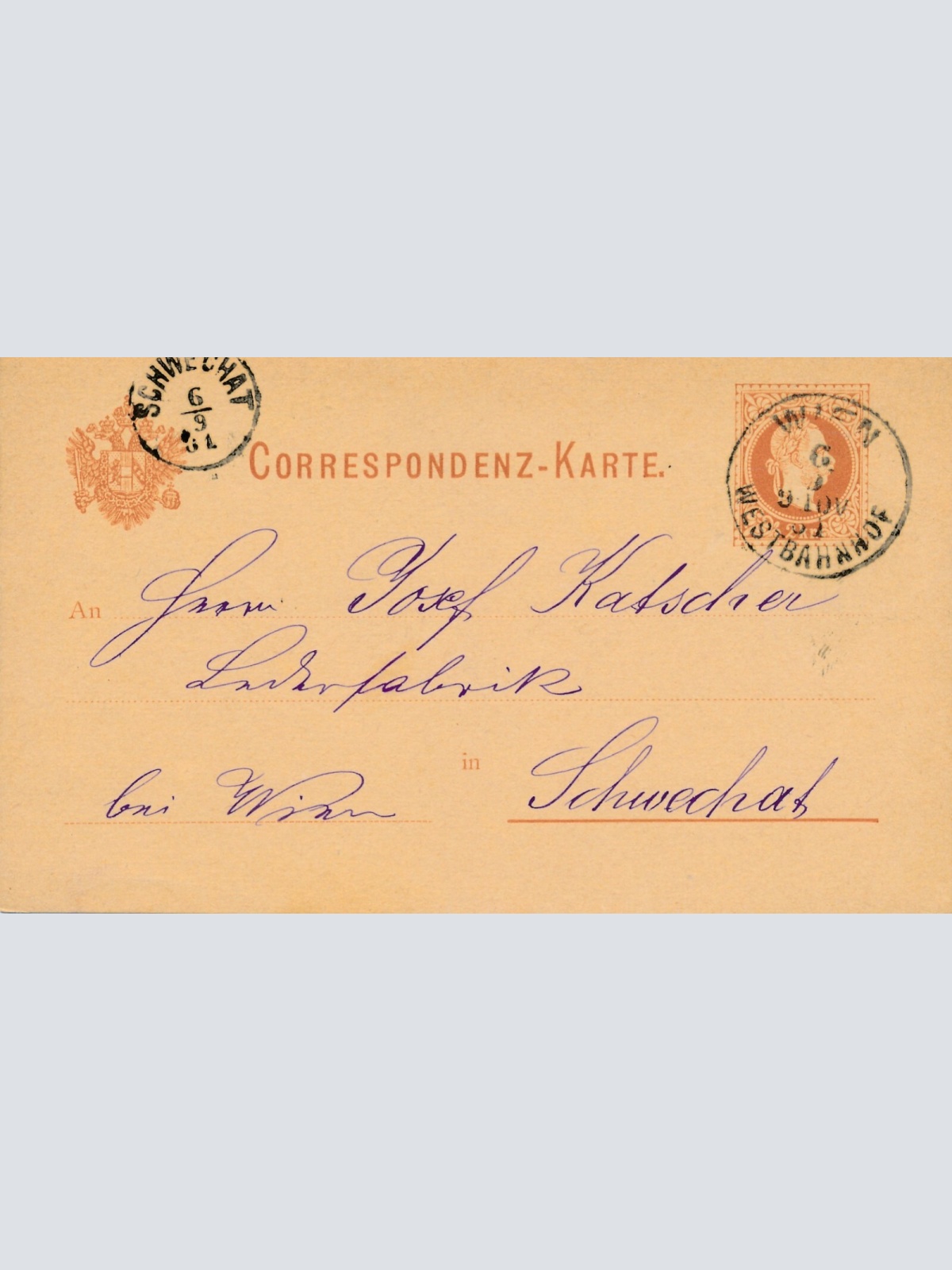 2 Kreuzer Ganzsachen - Karte 1891 aus Wien Westbahnhof (11167)