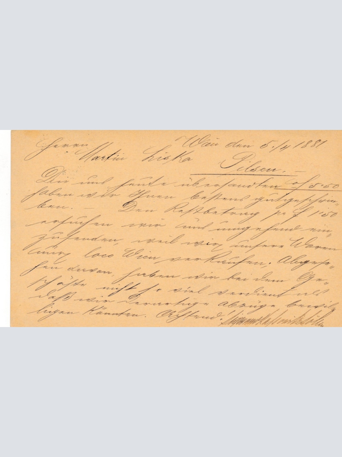 2 Kreuzer Ganzsachen - Karte 1881 aus Wien Franz Josef Quai (11182)