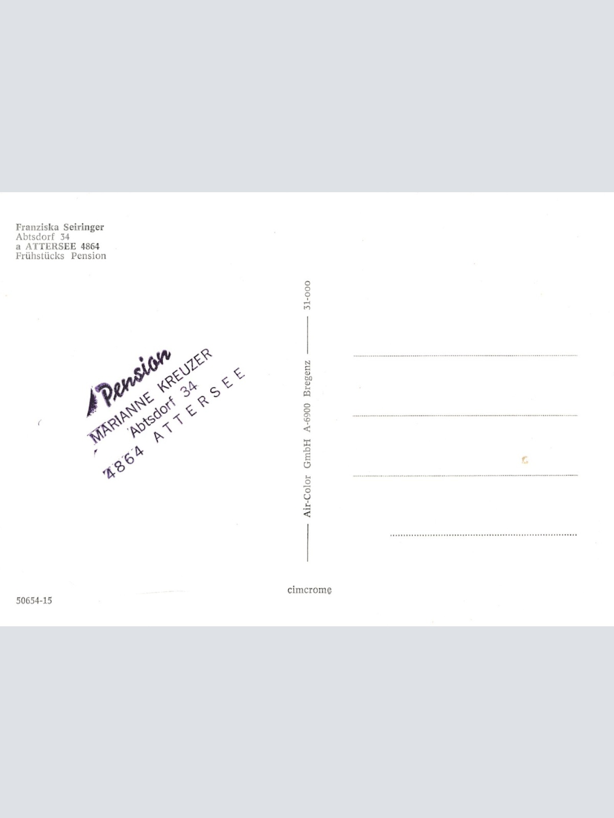 AK, Pension Marianne Kreuzer, Attersee, Oberösterreich (S2705)