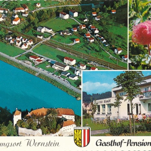 Alpine - Luftbild aus Wernstein mit Gasthof Oberösterreich Ansichtskarte (11539)