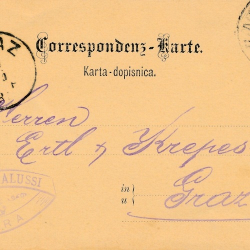 2 Kreuzer Ganzsachen - Karte 1884 aus Zara (11188)