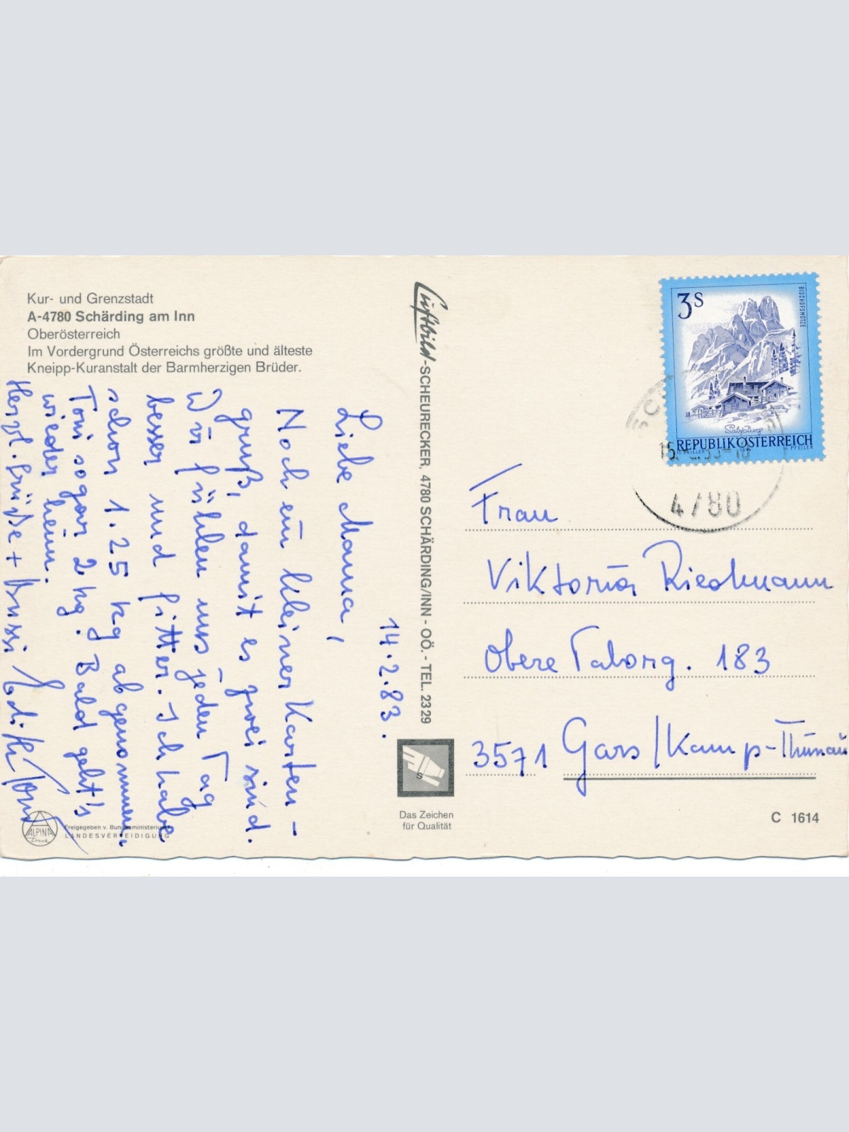 Scheurecker - Luftbild aus Schärding Oberösterreich Ansichtskarte (11546)