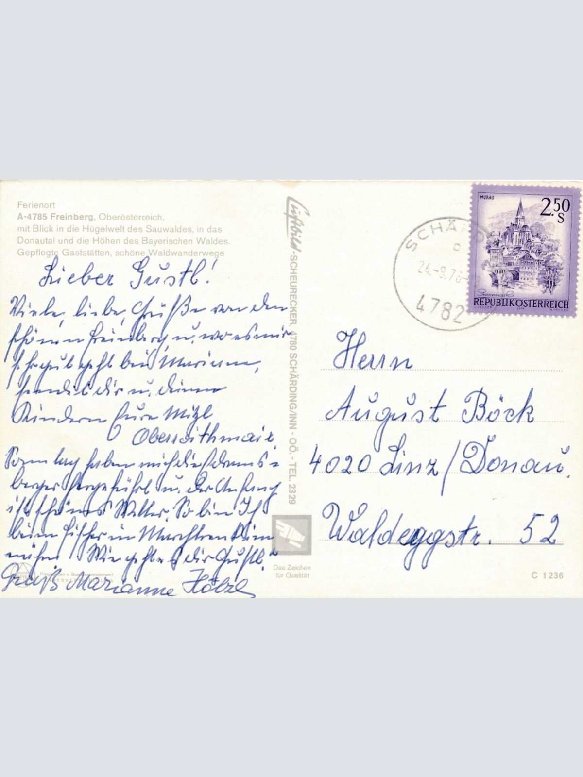 Scheurecker - Luftbild aus Freinberg Oberösterreich Ansichtskarte (11550)