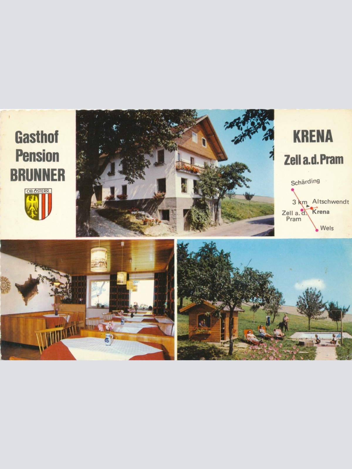 AK aus Zell an der Pram mit Gasthof Brunner Oberösterreich Ansichtskarte (11537)