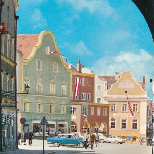 AK aus Schärding am Inn mit Oldtimer Oberösterreich Ansichtskarte (11578)