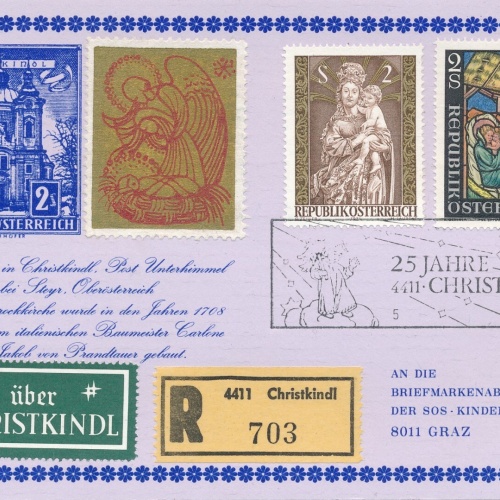 Christkindl - Reco - Karte 24.12.1974 + Vignette (11583)