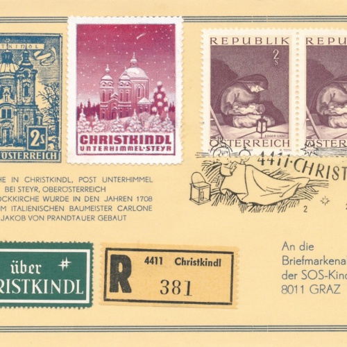 Christkindl - Reco - Karte 24.12.1969 + Vignette (11584)