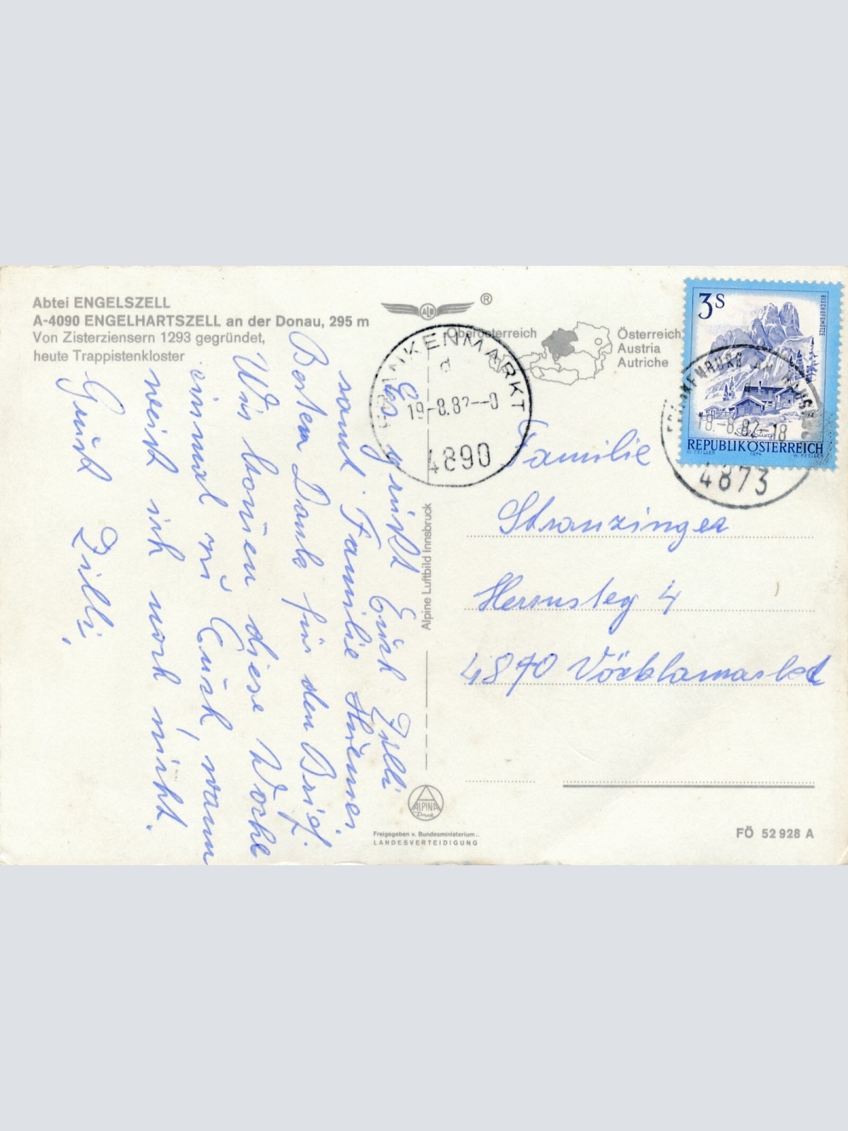 Alpine - Luftbild aus Engelszell Oberösterreich Ansichtskarte (11556)