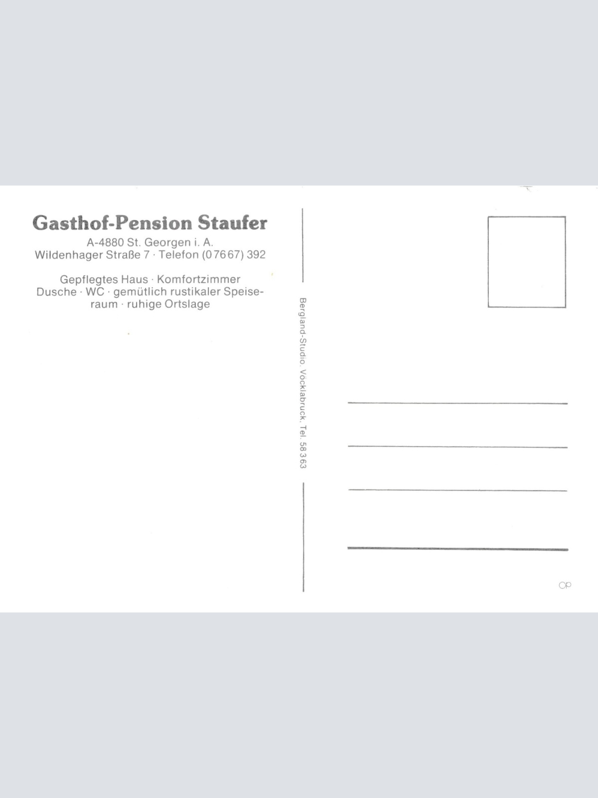 AK, Gasthof Staufer, St. Georgen im Attergau, Oberösterreich (S2709)