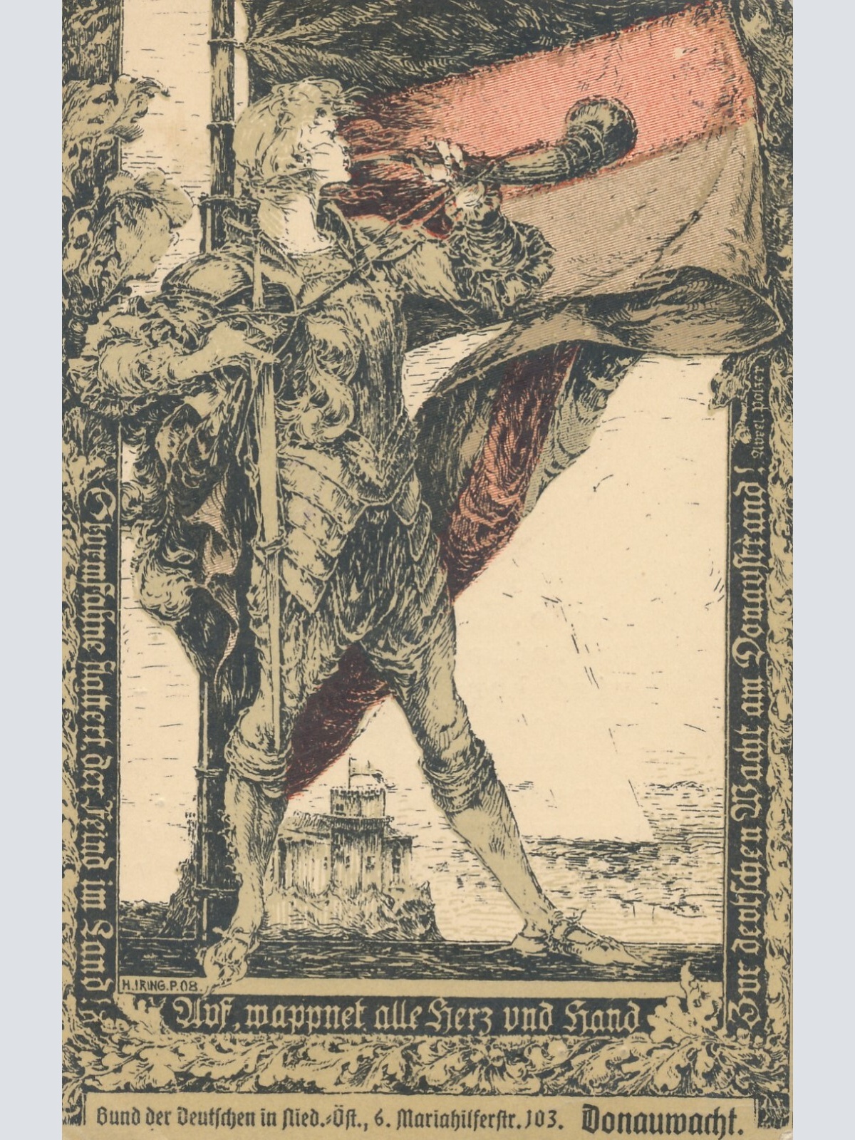 AK Ritter mit Deutschland Fahne Flagge Bund der Deutschen (10753)