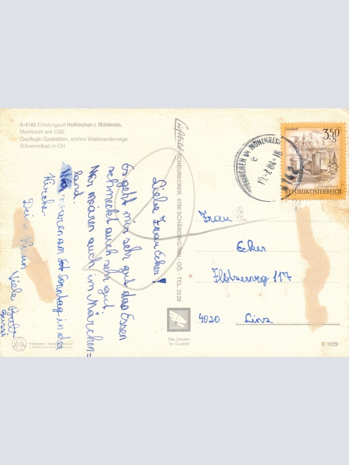 Scheureka Luftbild Hofkirchen Oberösterreich Ansichtskarte (11514)