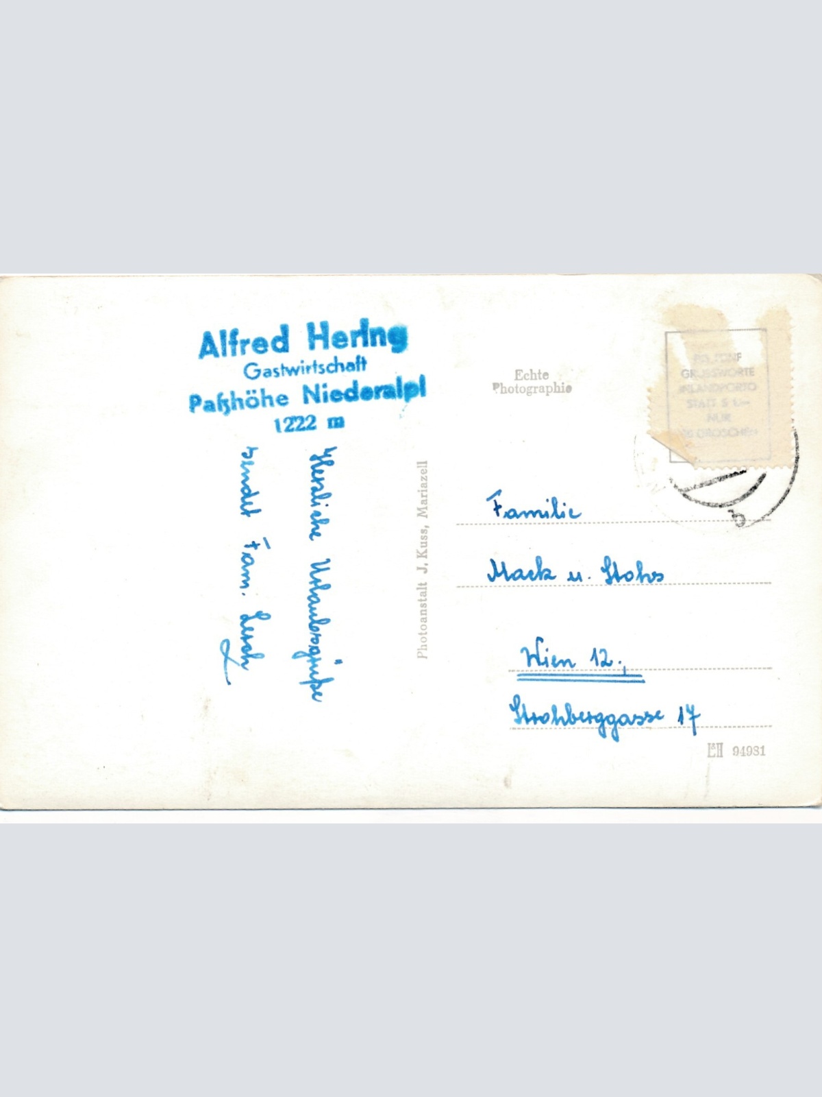 AK aus Niederalps mit Strassenschild Gefährlich Steiermark Ansichtskarte (12039)