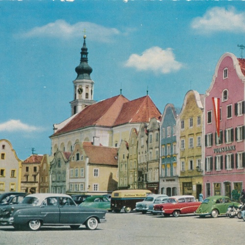 AK aus Schärding mit Oldtimer Oberösterreich Ansichtskarte (11462)