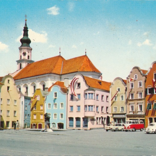 AK aus Schärding mit Oldtimer Oberösterreich Ansichtskarte (11459)