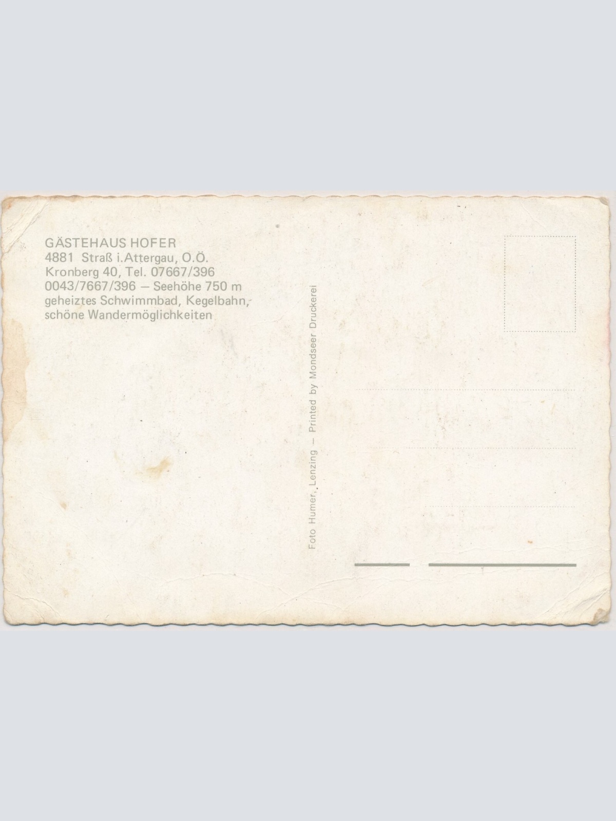 AK, Strass im Attergau, Waldpension Hofer, Oberösterreich (S2803)