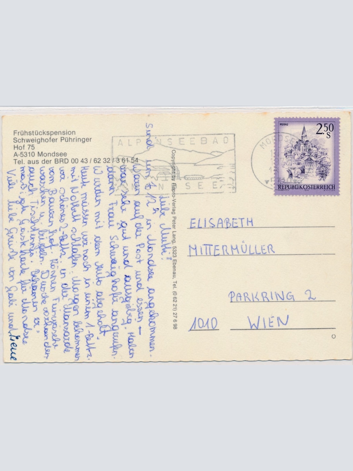 AK, Mondsee, Frühstückspension Schweighofer Pühringer, Oberösterreich (S2831)