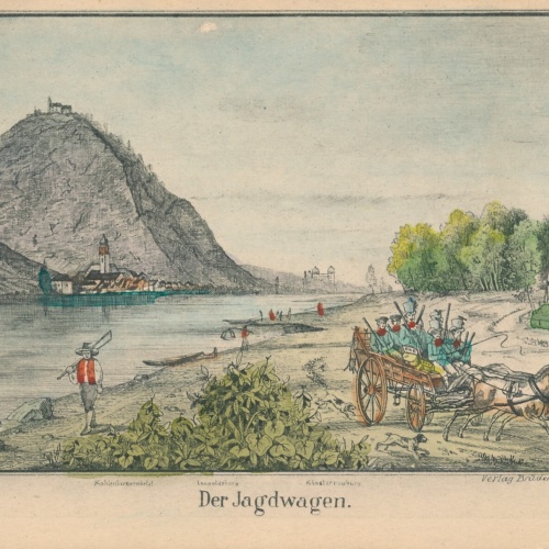 Handkolorierte AK der Jagtwagen Ansichtskarte (10842)