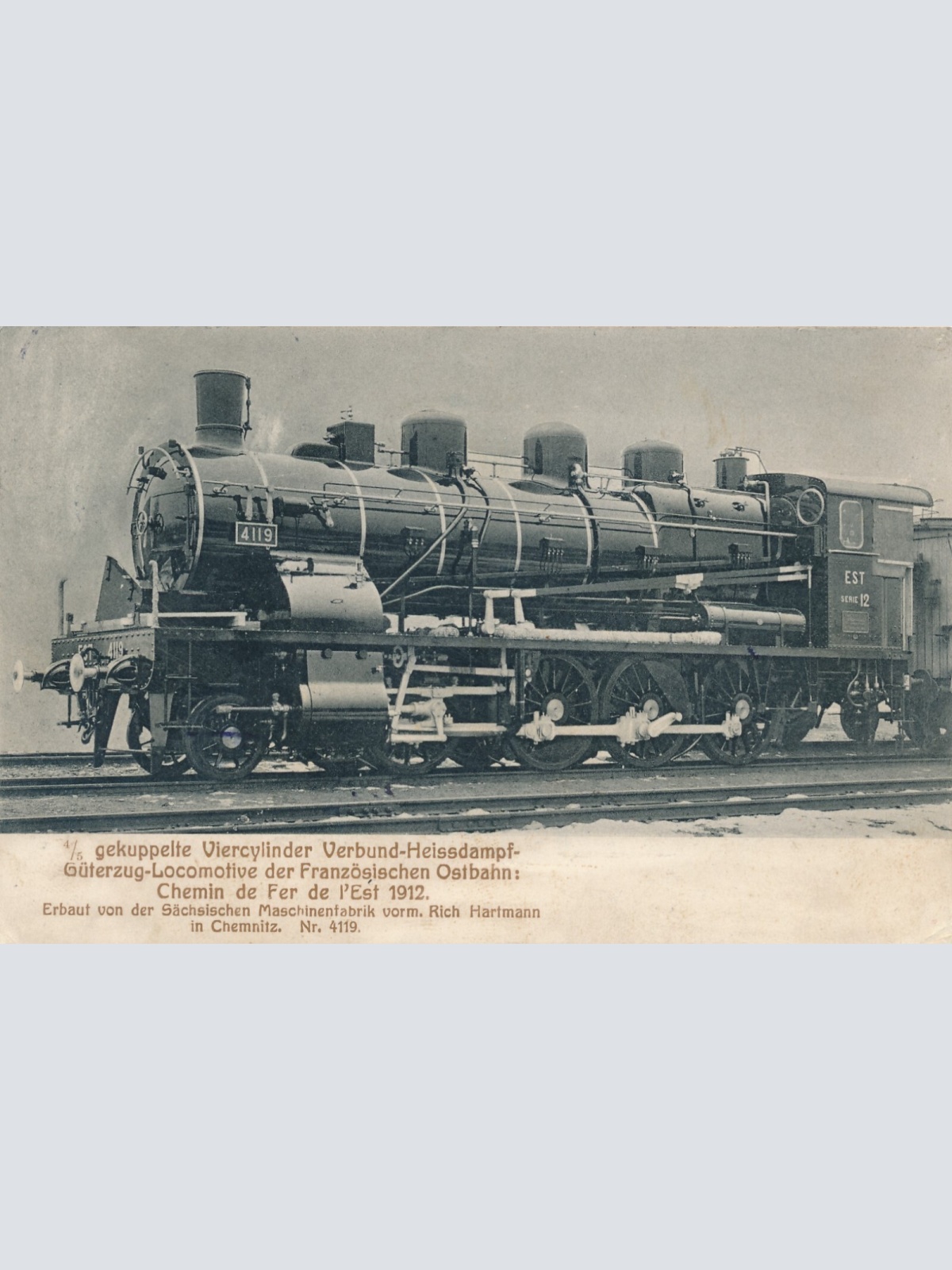 AK von einer Güterzug Locomotive der Französischen Ostbahn Ansichtskarte (10844)