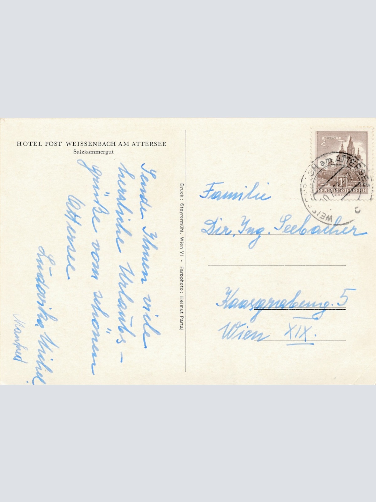 AK aus Weissenbach Hotel Post Oberösterreich Ansichtskarte (11745)