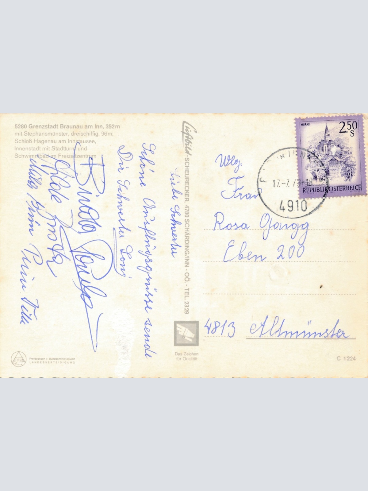 AK aus Braunau mit Schwimmbad Oberösterreich Mehrbildkarte Ansichtskarte (J261)